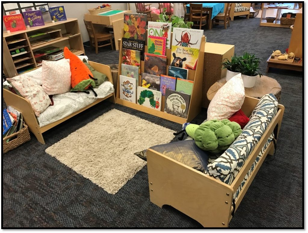 Cozy Book Area in Preschool Provides Meaningful Literacy